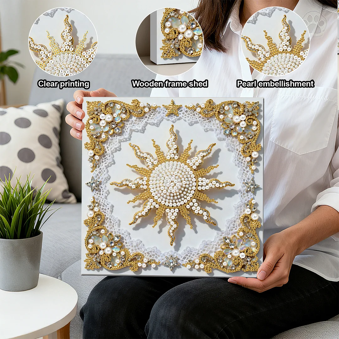 Shining Pearls DIY Pearl Diamond Art Kit for Adults Home Decor 25x25cm With Frame