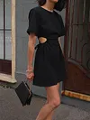 Hollow Short Sleeves Mini Dress