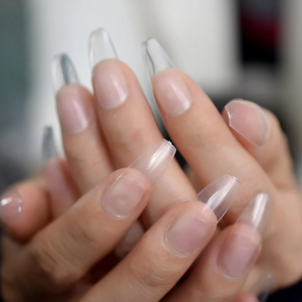 24Pcs White Squoval Short Edge Pure Clean Nails Wholesale Full Cover Nails Gels Nails Set-Nail Inspo