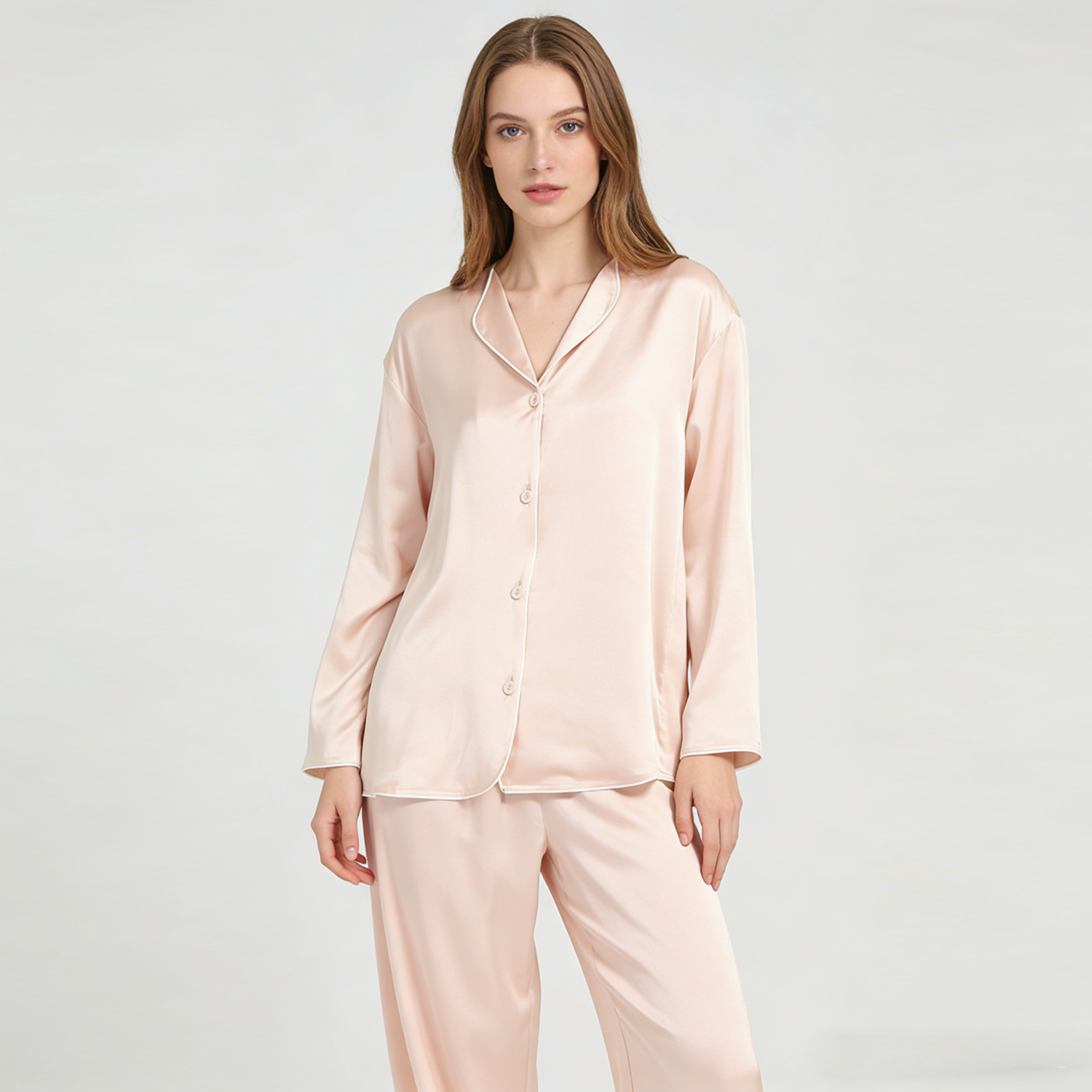Women's 19 Momme 100% Mulberry Silk Cozy Pajama Set REAL SILK LIFE
