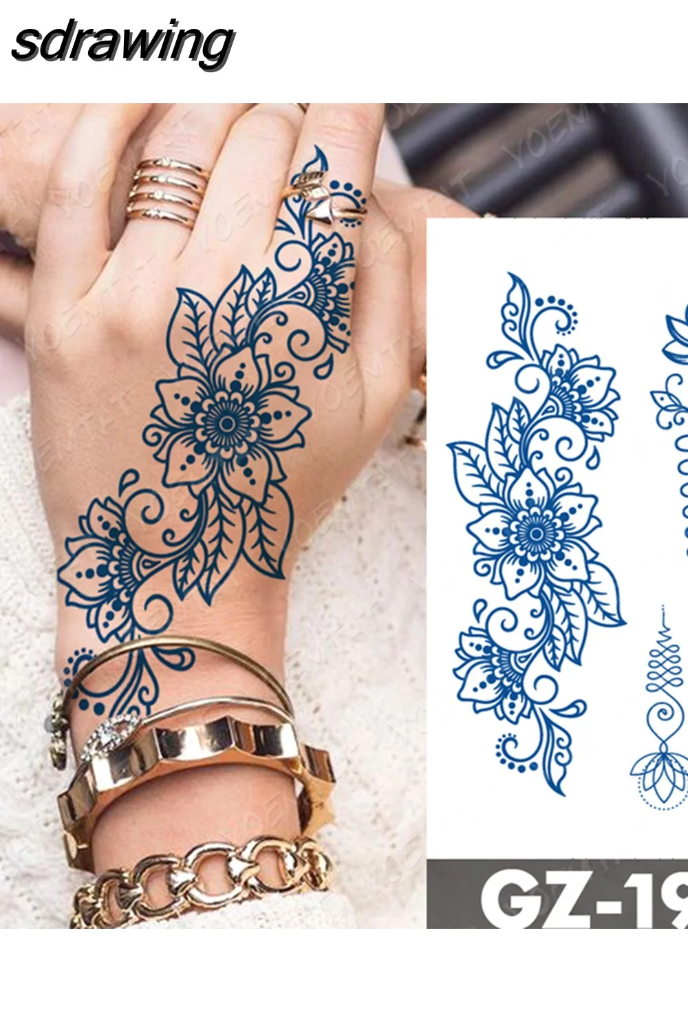 sdrawing Ink Tattoos Body Art Lasting Waterproof Temporary Tattoo Sticker Rose Flower Pearl Tatoo Arm Fake Butterfly Peony Tatto