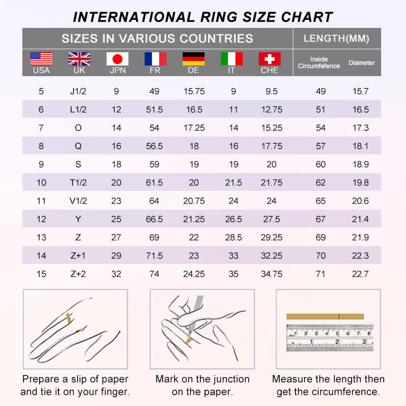 INTERNATIONAL RING SIZE CHART