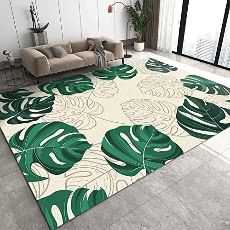 Green Leaf Carpet for Living Room Home Decoration Sofa Table Large Area Rugs Non-Slip Bedroom Floor Mat Children Game Room Mat