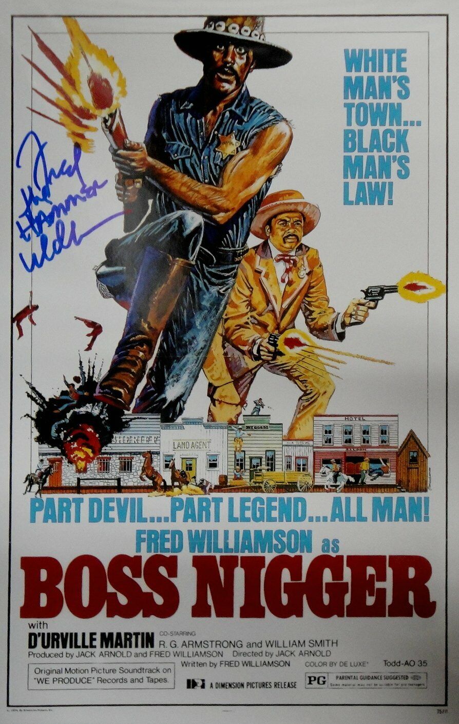 Fred Williamson The Hammer Signed Autographed 11X17 Photo Poster painting Boss N***** Blue Ink