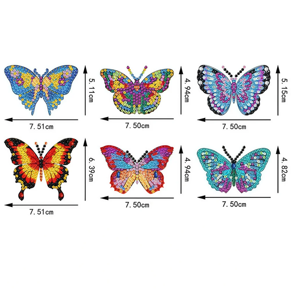 6Pcs Diamond Painting Kits Garden Stakes Diamond Art Kits (Butterfly A)