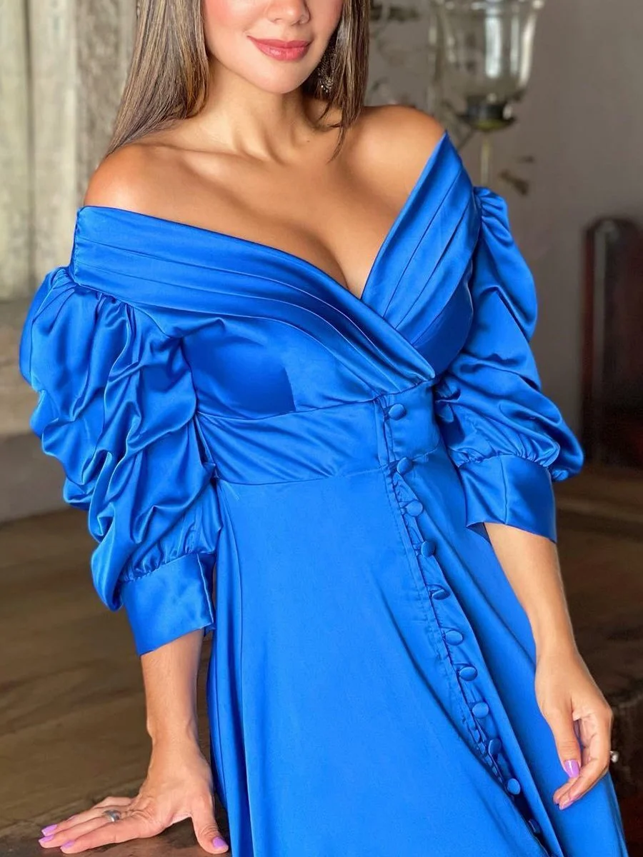 V neck high waist maxi dress