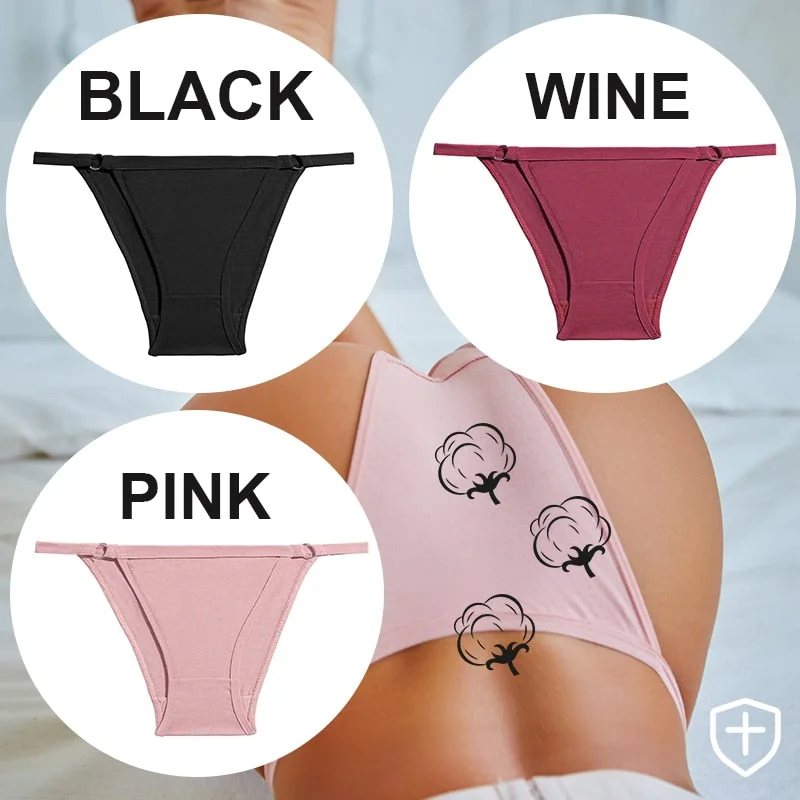 FINETOO 3PC/Set Women's Cotton Panties Underwear Metal Buckle Briefs M-2XL Female Underpant Low Waist Woman Sexy Panty Lingerie