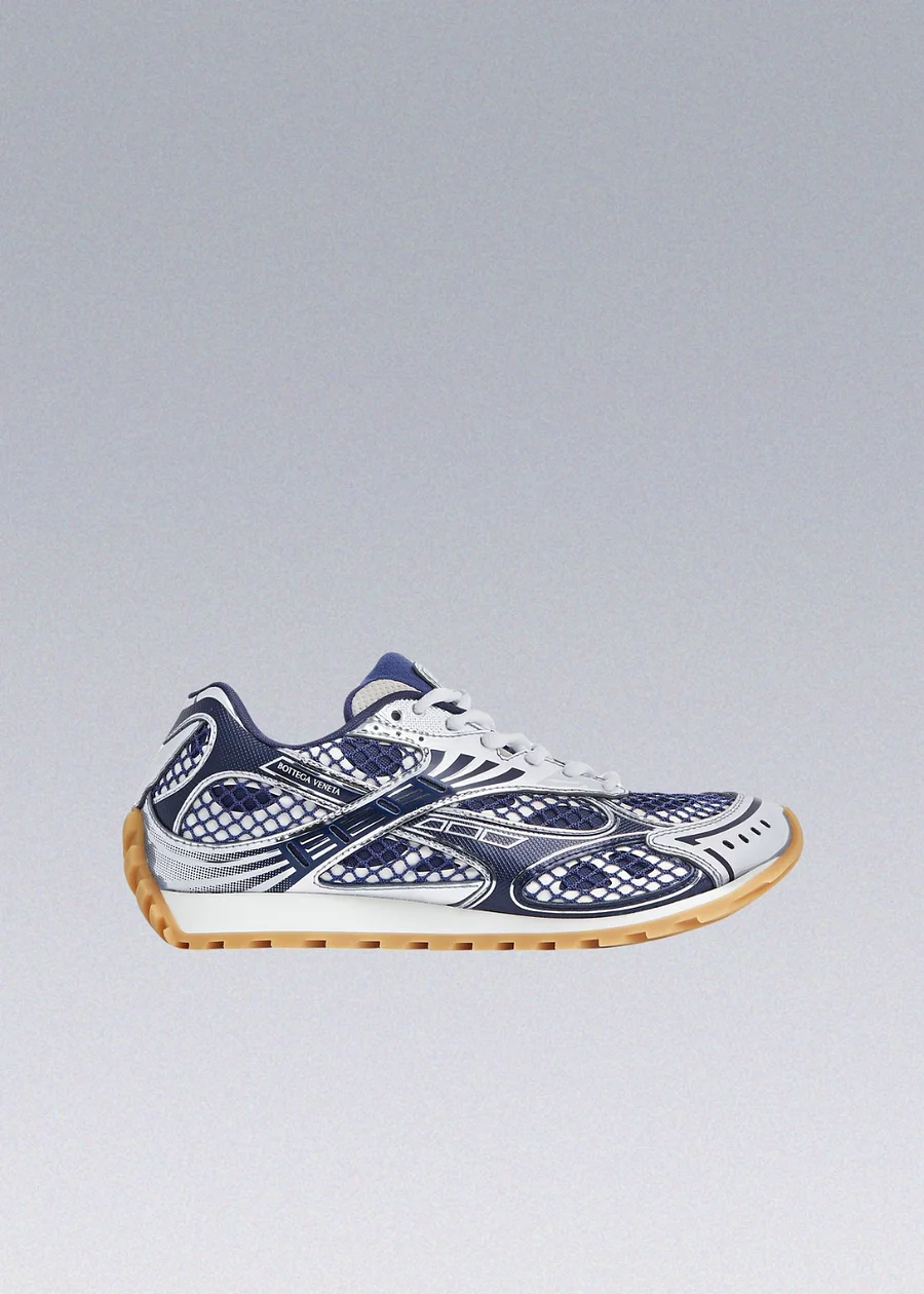 靴 BOTTEGA VENETA BOTTEGA VENETA Orbit Metallic Rubber and Mesh Sneakers for Men