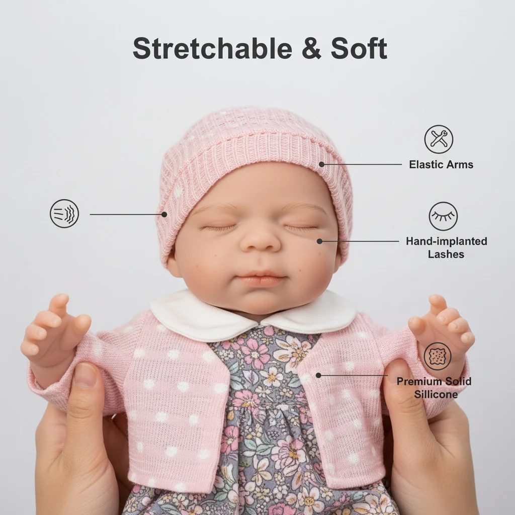 12-Inch Pascale Solid Silicone Reborn Baby Lifelike Doll with White Polka-Dot