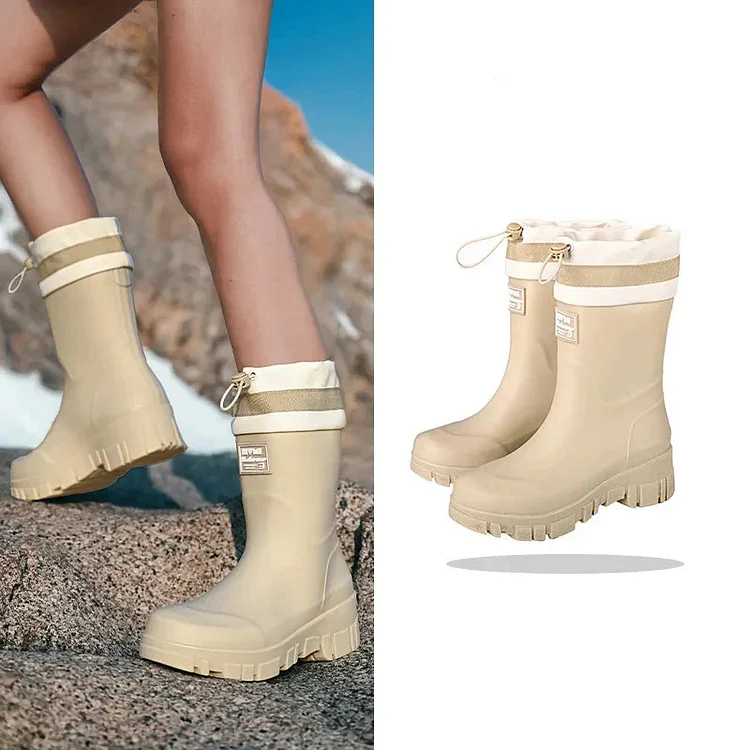 Rain Boots for Autumn - Retro Waterproof Rubber Boots with Non-Slip Sole for Women