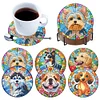 (US Local)6pcs Dog DIY Diamond Painting Coasters Kits with Holder Craft Kit