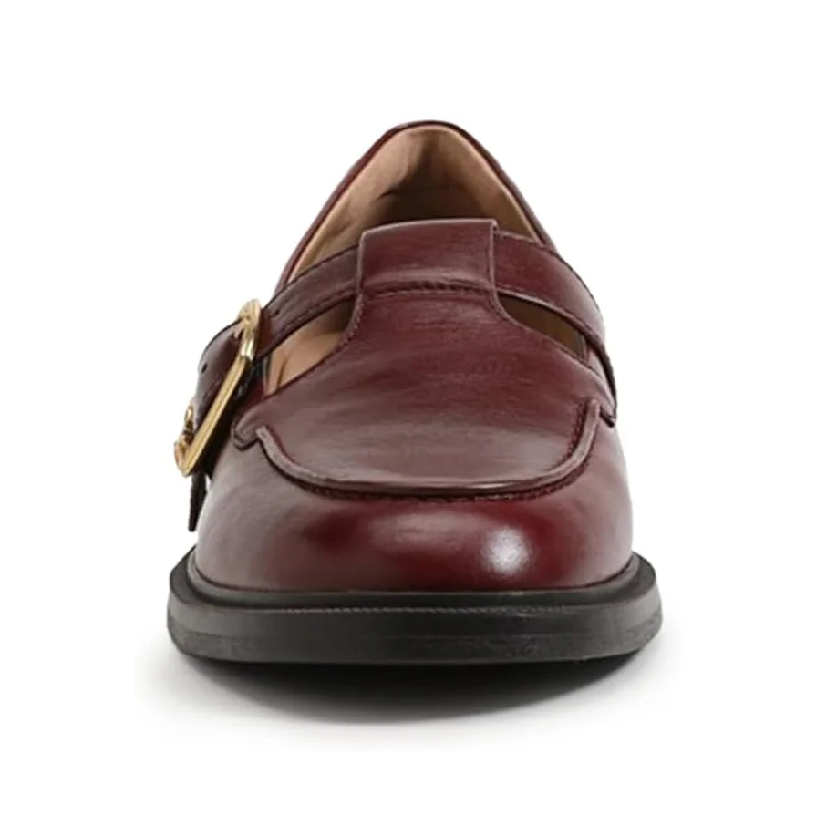 Brown Vegan Leather Round Toe Flat Comfy Loafers for Women