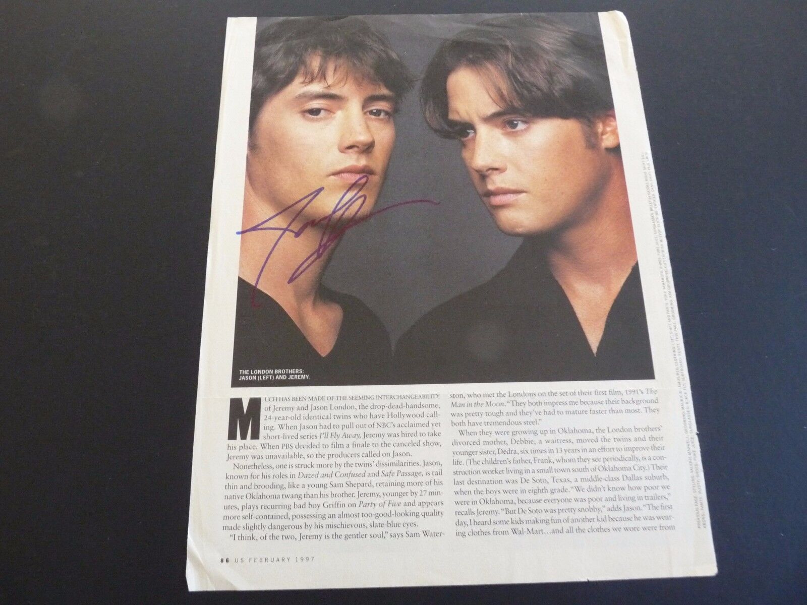 Jason London Autographed Signed 8x11 Magazine Photo Poster painting PSA Beckett Guaranteed