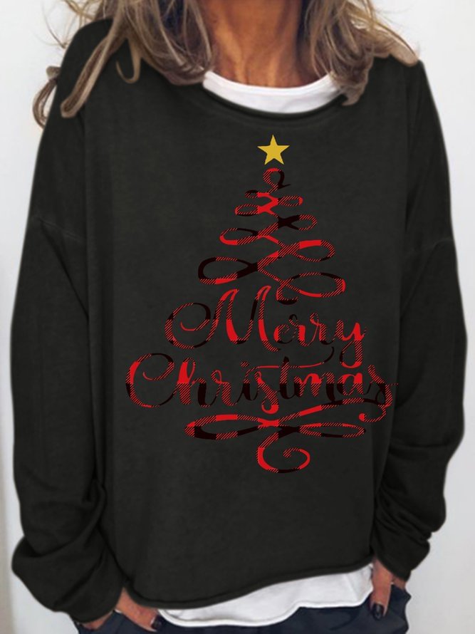 Womens Merry Christmas Tree Holiday Casual Sweatshirts