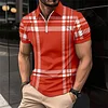 Men's Printed Plaid Stripe POLO Shirt