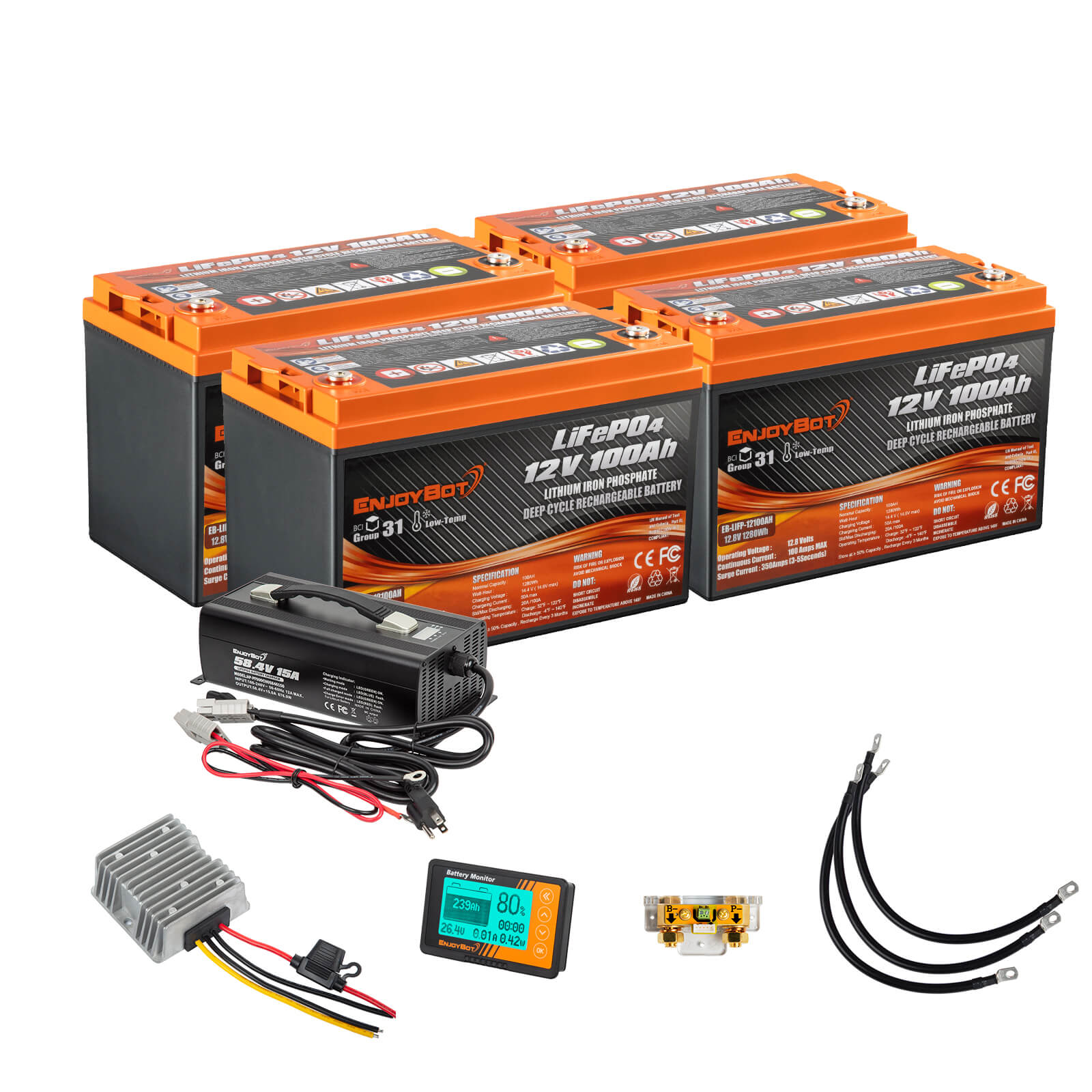 48V 100AH Enjoybot LiFePO4 Lithium Golf Cart Battery Conversion Kit - 4 batteries