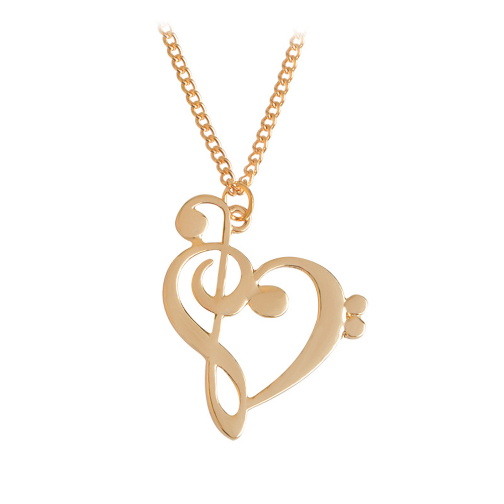 

Hollow Love Musical Note Necklace Choker Women Valentine Jewelry, Gold, 501 Original