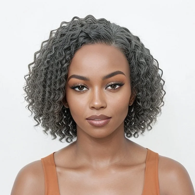 Trendy Style | Salt & Pepper Grey Hair Deep Curly HD 5x5 Lace Front Wig