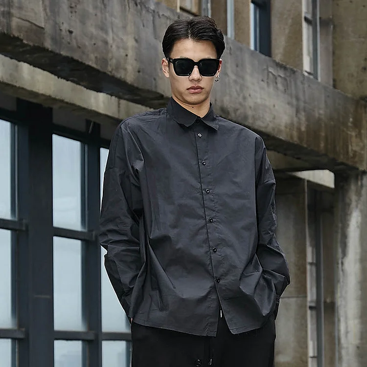 Dawfashion Techwear Streetwear-New Darkwear Collection For A Loose Silhouette With Long Sleeves And A Blouse-fit Shirts-Streetfashion-Darkwear-Techwear