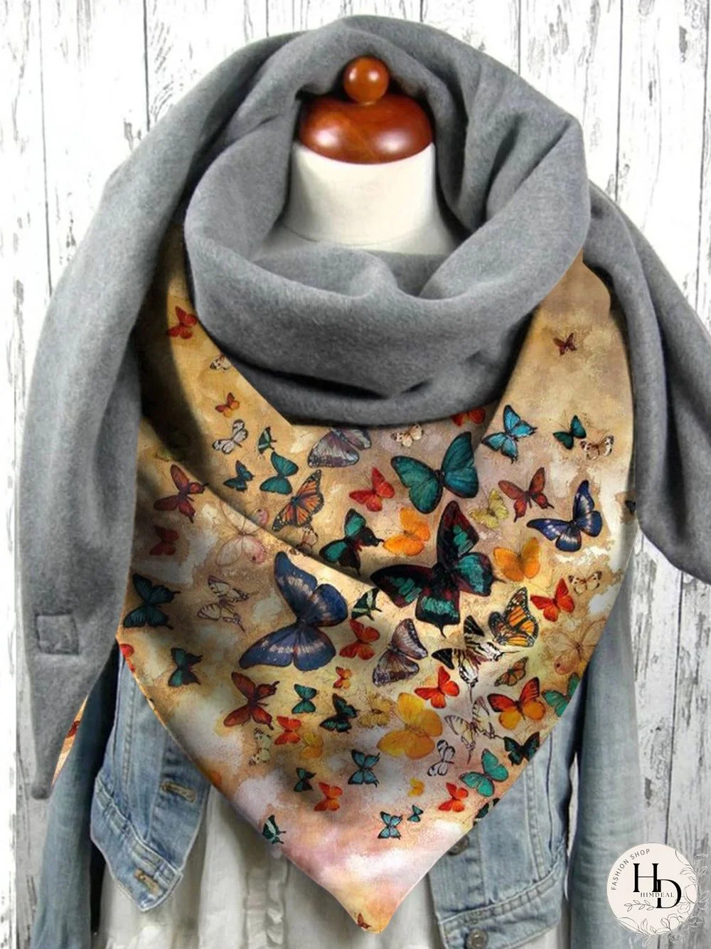 Casual Colorful Heart Pattern Triangle Scarf Windproof/Warm