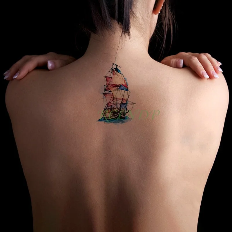 Waterproof Temporary Tattoo Sticker Boat Ship Sea Tatto Stickers Flash Tatoo Fake Tattoos Hand Leg Arm for Kids Men Women child