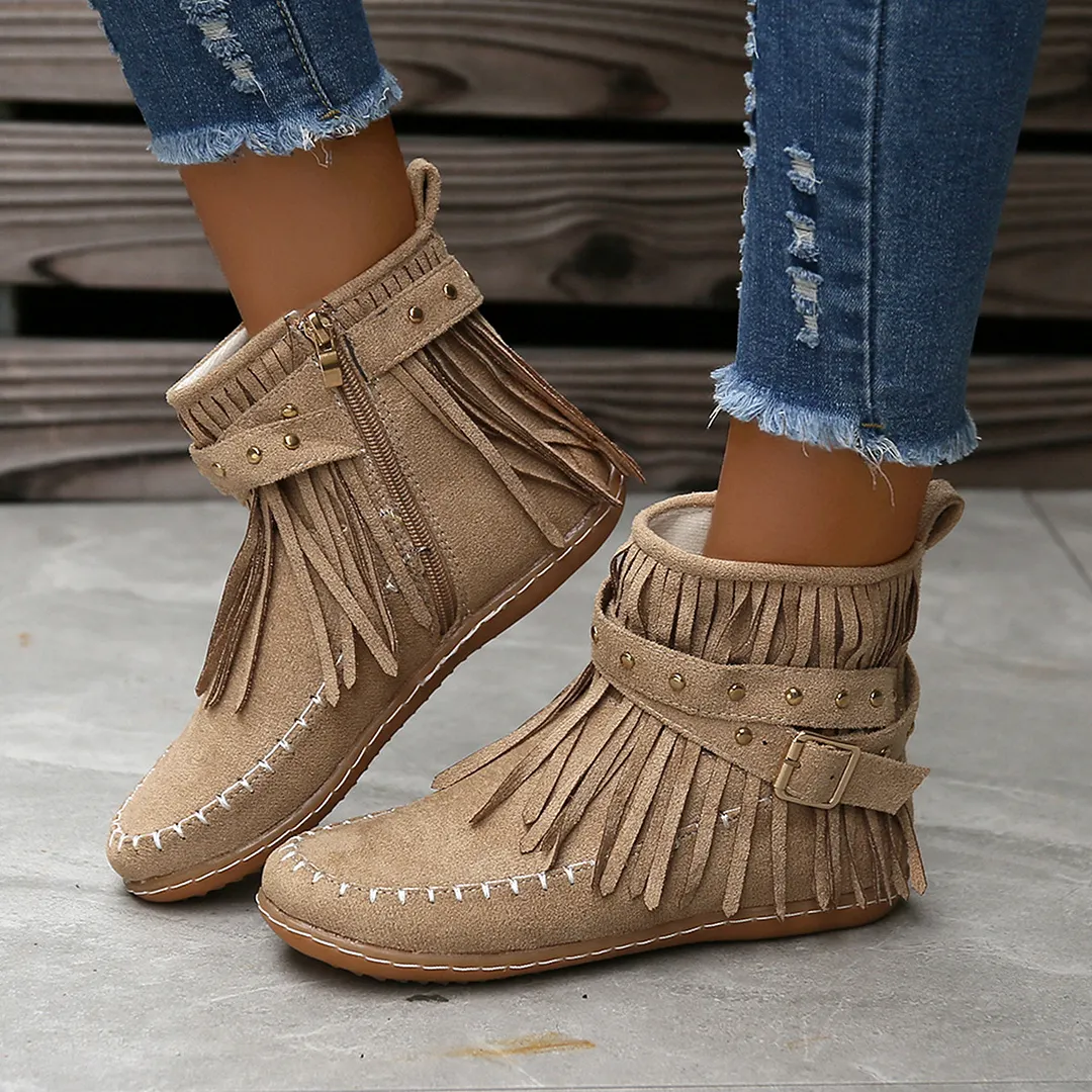 Breakj Breakj New Women's Autumn And Winter Martin Boots Large Belt Buckle Su Plain Bottom Short Boots