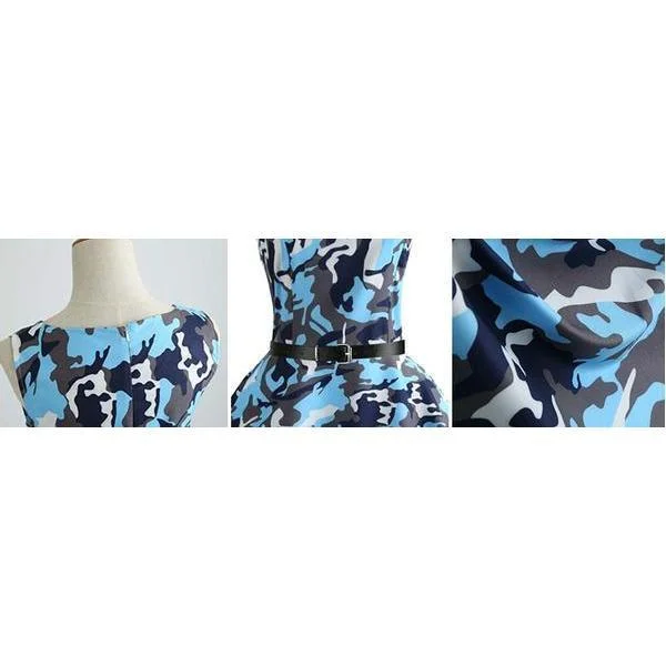 Women Floral Print Summer Dress Vintage Elegant Swing Party Dresses