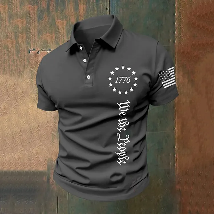 Men's 1776 We The People Print Casual Polo Shirt