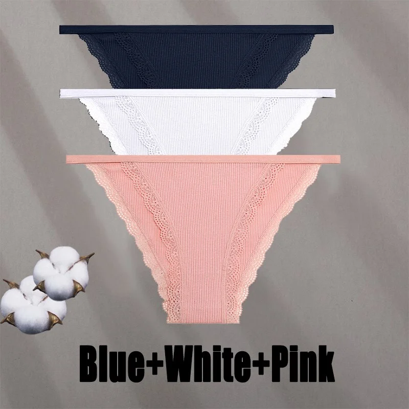 Billionm Women Sexy Lace Panties Cotton Breathable Underwear G-String Intimates Lingerie Female Solid Color Soft Underpants