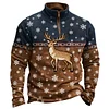 3D Print Men's Stitching Christmas Plaid Warm Hoodie