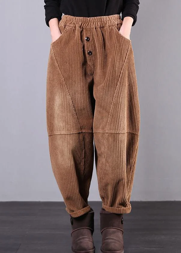DIY Fall Women Pants Women's Chocolate Photography Corduroy Pockets Trousers