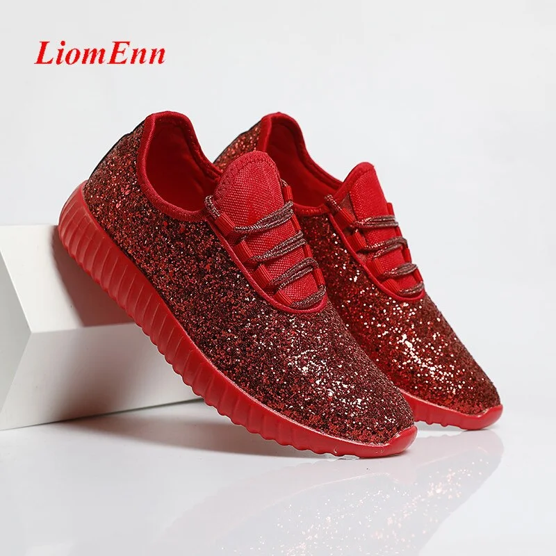 Summer Shoes for Women Glitter Luxury Sneakers Women's Running Sport Shoes Red Silver Pink Black Tennis Vulcanize Shoes basket