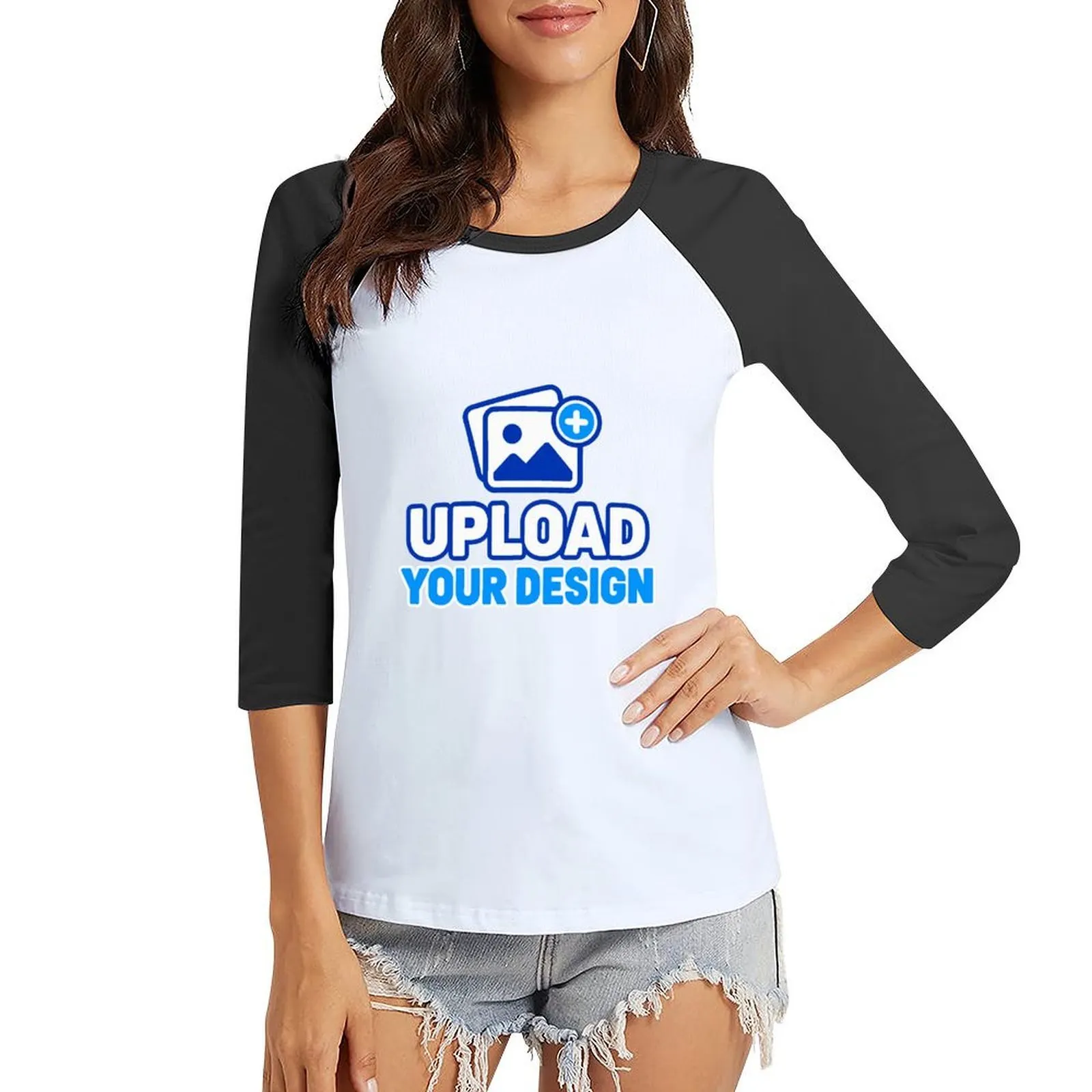Women's Cotton Raglan 3/4-Sleeve Shirt customized with your design - product image