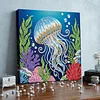 DIY Pearl Painting Jellyfish with Frame for Home Wall Decor(25x25cm)