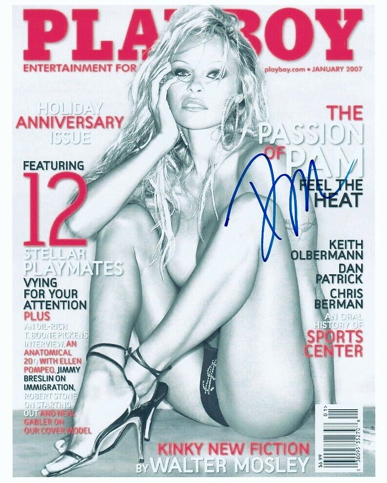 PAMELA PAM ANDERSON signed NO TOP LEGS SPREAD $ PANTIES 8x10 w/ coa PLAYBOY POSE