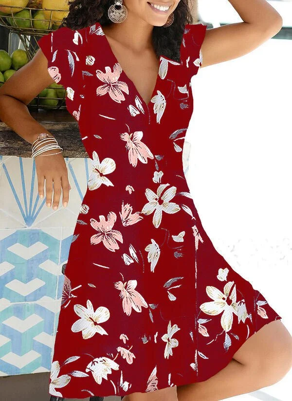 Vintage Summer Women's Dress 2021 Casual Plus Size Elegant Sexy Boho Beach Dot Floral Print Dresses Ladies Sundress Robe Femme