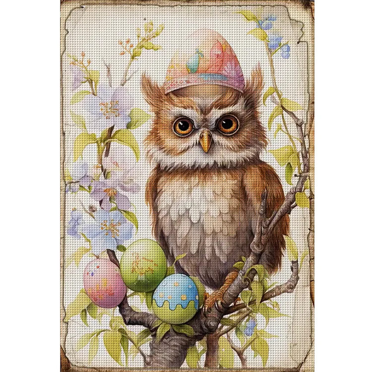 Retro Poster-Easter Egg Owl 11CT Stamped Cross Stitch 40*60CM