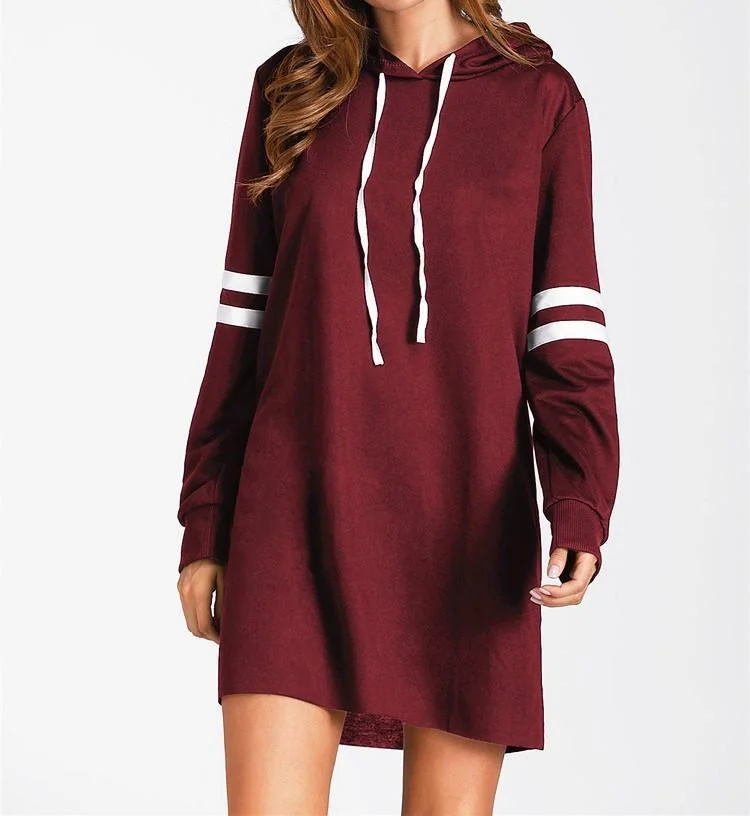 Women Fashion Hot Long Sleeve Long Sweatshirt Pullover Hoodie Dress