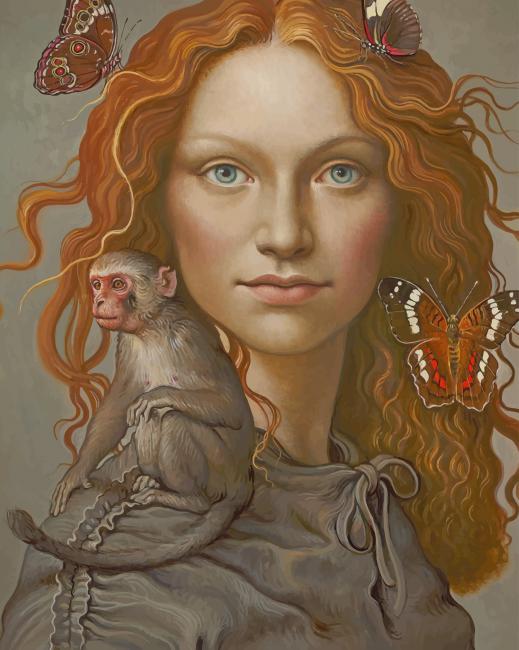 

Ginger Girl With Monkey – Paint By Numbers - 40*50CM, 501 Original