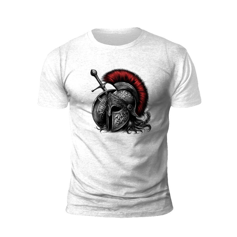 Spartan's Resolve: Helmet and Spear of Ancient Warriors T-shirt