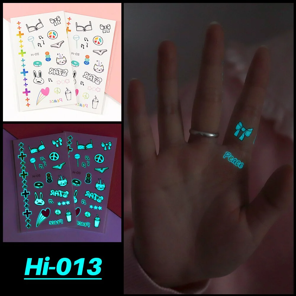 Sdrawing Luminous Tattoo Hand Finger Starry Star Universe for Kids Fake Tattoo Glowing In Dark Waterproof Temporary Tattoo Stickers