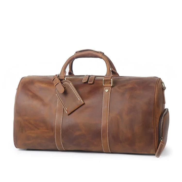 Men's Vintage Handmade Leather Duffle Sports Shoulder Bags
