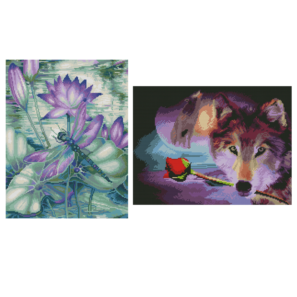 11CT Stamped Fashion DIY Cross Stitch Kit Print On Canvas Needlework Craft