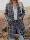 Casual Long Sleeve Loose Lapel Collar Buttoned Plaid Woolen Outerwear