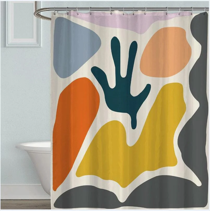 Morandi Simple Strokes Shower Curtain 100% Polyester Simple Korean Style Shower Curtain Bathroom Set Waterproof Shower Curtain