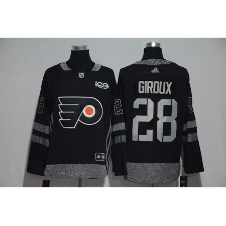 Philadelphia Flyers #28 Claude Giroux Black Men's 1917-2017 100th  Anniversary Stitched NHL Jersey