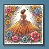 Color Floral Gown Girl Special Shaped 5D DIY Partial Drill Diamond Painting Kits 30x30cm Diamond Art Kit for Adults Home Decor
