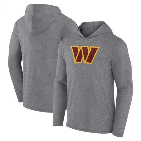 Men's Washington Commanders Heather Gray Primary Logo Long Sleeve Hoodie T-Shirt TGNC