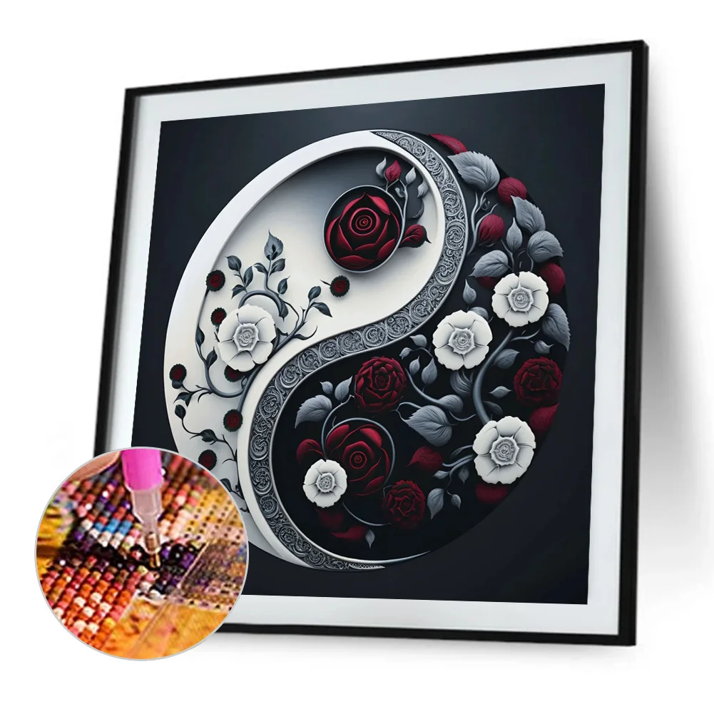 Diamond Painting - Full Round Drill - Yin Yang Flower(30*30cm)