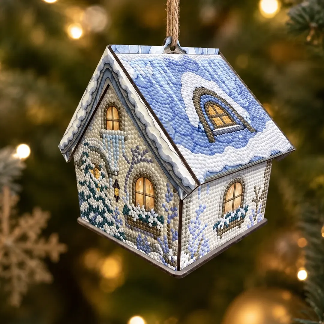 DIY Wooden House Diamond Art Painting Kit for Adults Home (Winter snowfield)